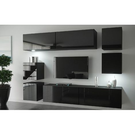 Ensemble meuble TV NEXT 65 AN65-HG-B1 noir brillant 218 cm (1/2)