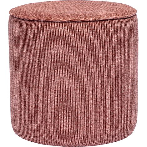 Pouf rotondo in tessuto effetto velluto terracotta testurizzato D40 cm PAUL