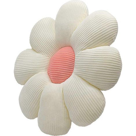 Coussin fleuri, coussin en forme de fleur de 50 cm, coussin de sol fleuri, coussin d'assise, coussin doux à pétales pour canapé, voiture, blanc - FFY (1/4)