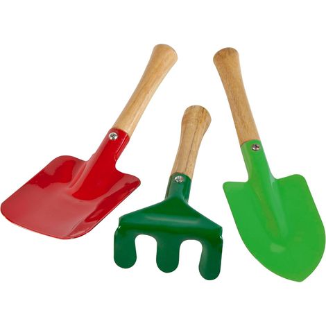 Set De 3 Outils De Jardin, Bois D'eucalyptus, Manche 24mm, Pour Enfant À Partir De 6 Ans (1/4)