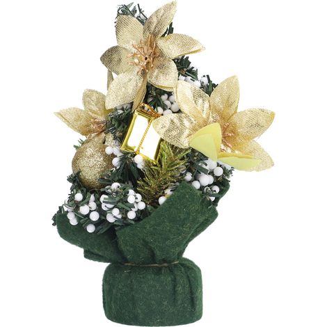 Mini sapin de Noël artificiel, magnifique, mignon, couleurs vives, décoration de table innovante, doré. (1/5)