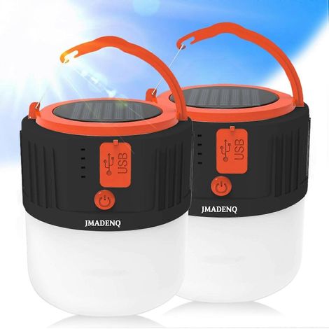 Lampe de camping LED rechargeable USB, lanterne solaire rechargeable pour tente, 3 modes, idéale pour la survie en extérieur. (1/4)