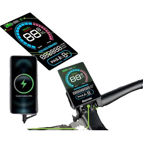 Pantalla para bicicleta eléctrica, conectividad Bluetooth, funciones de navegación, VD618 (BAFANG CAN) (1/2)