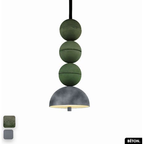 Lampe de suspension en béton velours - BOSFOR CONCRETE VELVET ASPERGE - GRIS 3 BALLES LED 14W (1/2)