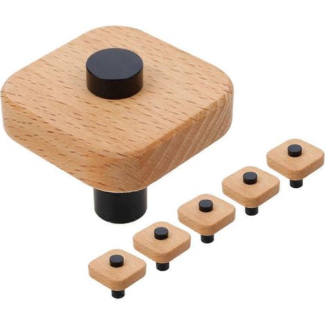 Lot de 6 boutons de tiroir en bois naturel pour commode, poignées de placard de cuisine (1/5)