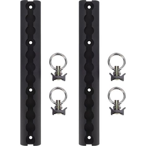 Jeffergarden Rail d'arrimage en aluminium en forme de L, épaisseur 304 mm, avec 4 anneaux ronds, pour motos, quads, motos tout-terrain et pick-ups (noir). (1/5)