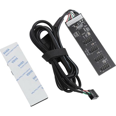 Carte d'extension Hub USB 2.0 9 broches vers 4 ports 9 broches pour carte mère d'ordinateur (1/5)