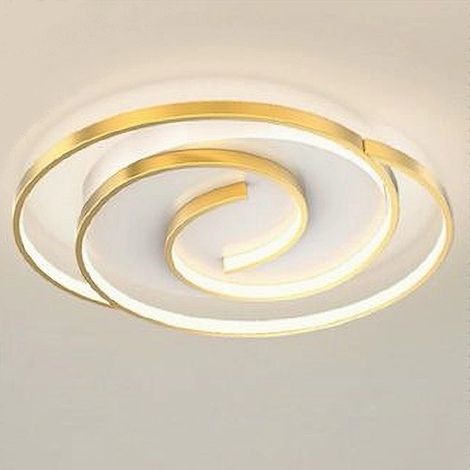 TRADE SHOP - Plafoniera Led 45w Cerchio Spirale Vortice Oro Lampadario Soffitto Luce 4000k 70630 -