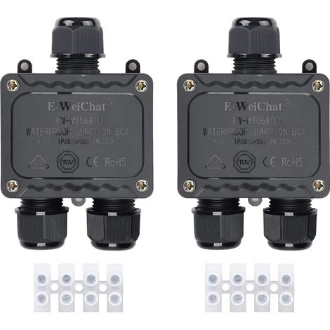 ZOLGINAH Boîte de dérivation étanche IP68 3 voies pour l'extérieur avec presse-étoupes pour petit boîtier électrique noir de Ø4mm-Ø14mm de diamètre pour l'extérieur lumière jardin piscine(2 Pcs) (1/5)