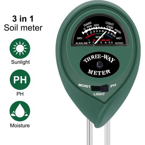 Testeur de sol 3 en 1 : mesure du pH, de l’humidité et de l’intensité lumineuse pH-mètre pour le sol Hydromètre pour le sol (1/5)
