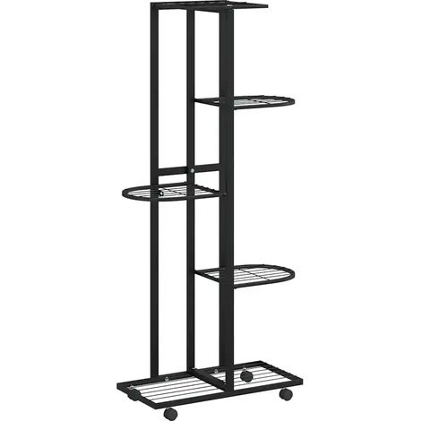 Jardinière à 5 niveaux mobile pratiques intérieur 44 x 23 x 100 cm en fer noir