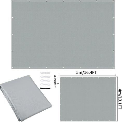 (Gris clair 400x500CM) Écran de clôture d'intimité imperméable avec perforations, résistant aux UV, convient aux cours extérieures. (1/5)