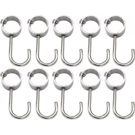 Lot de 10 crochets de penderie résistants, crochets pour tubes spéciaux, crochets de tringle à vêtements de qualité supérieure-7.80X3.30X2.60CM-Silver (1/4)