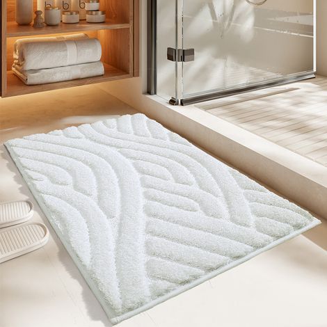 Tapis de bain absorbant (blanc) Color G 40 x 60 cm, antidérapant, lavable en machine, en microfibre ultra douce et résistante. (1/5)