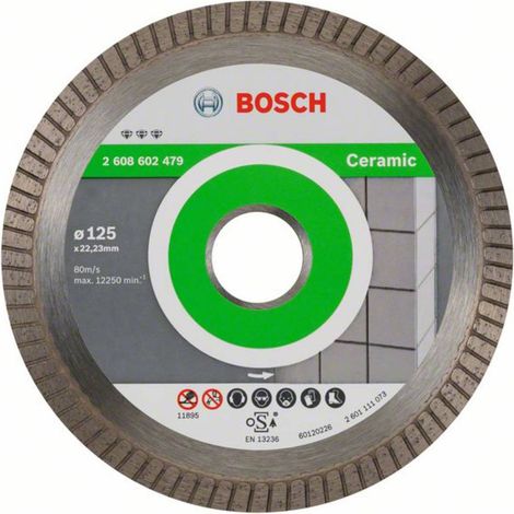 Bosch – Disque diamant 2608602479 Ø 125 mm – Pour céramique et pierre naturelle – Alésage 22,23 mm – Coupe nette sans éclat