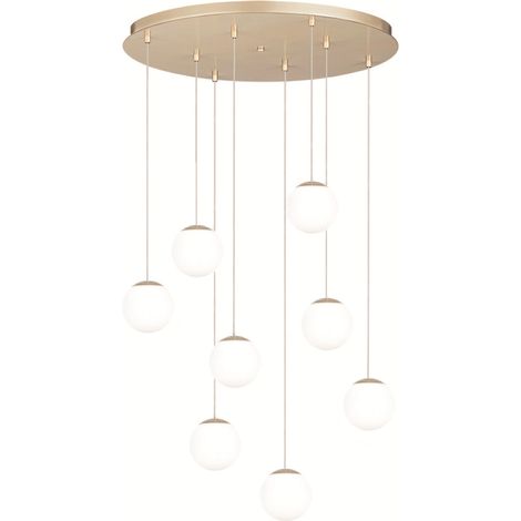 Lampada a sospensione in metallo verniciato Oro SANTOS 8 Luci Led 60 cm (1/4)