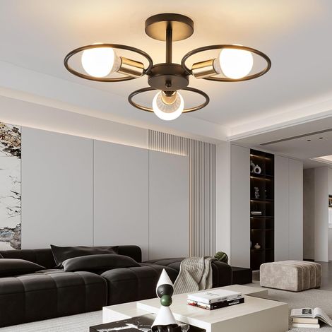 Plafonnier Industriel Lustre Plafonnier 3 Bulbs, Luminaire Salon Lustre Cuisine Moderne Luminaire avec Base E27, Éclairage de Plafond en Métal Lustre Chambre Intérieur (Sans Ampoule) (1/5)