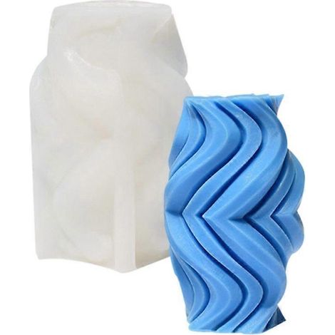 Moule en silicone 3D à motifs ondulés pour bougies et résine époxy, moule flexible réutilisable, création artisanale facile. (1/4)