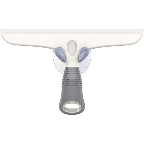 Raclette Vitre Silicone avec Support Ventouse, Raclette Vitre Professionnel pour Pare-Brise de Voiture, Fenêtre, Porte de Douche, Salle de Bain, Blanc et Gris