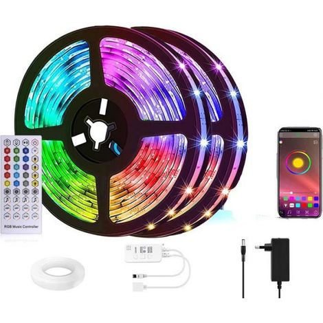 Ruban LED - - 15M - Bluetooth - RGB - Télécommande - Multicolore (1/5)