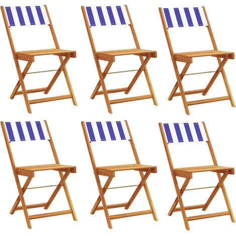 Maison Exclusive - Sedie da Giardino Pieghevoli 6pz Blu e Bianco Tessuto e Legno