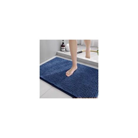 Tappetino da bagno blu navy, 40x60 cm, in morbidissima ciniglia, altamente assorbente, lavabile in lavatrice, adatto per pavimenti del bagno, 1 tappetino per confezione. - Crezuo