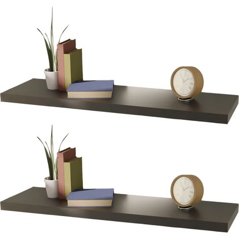 2 Stück Hängeregal Wandregal MDF schwarz 100cm -MWR107-Schwarz-2er (1/2)