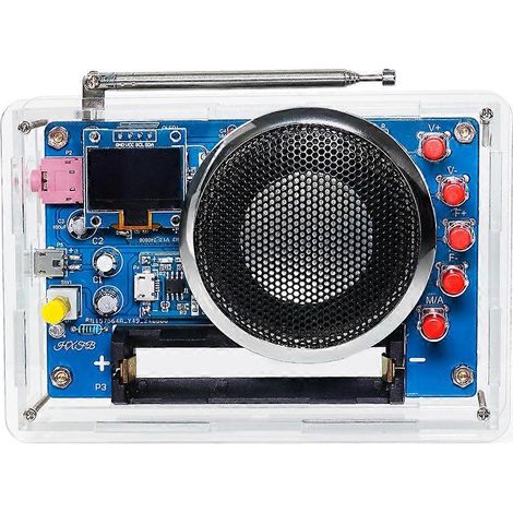 HU-077 FM-Radio-Bausatz mit OLED-Bildschirm und wiederaufladbarem Akku, zum Üben des Lötens und für die Elektronikproduktion. (1/5)