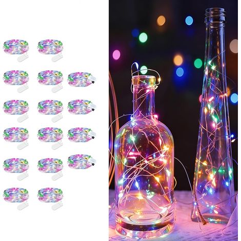 16 pièces 3M couleur LED Guirlande électrique, étanche à l'eau pour le bricolage, fête, lumières d'ambiance, décoration intérieure et extérieure, 4 pièces carrées + 12 pièces plates (1/5)