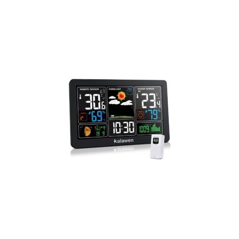 Wetterstation mit Innen-/Außensensor, drahtlosem digitalem Wecker von MSF, Barometer, Temperatur- und Feuchtigkeitsmesser, Wettervorhersage für den Garten – Crezuo