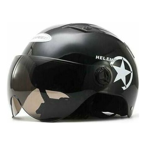 Moteur électrique pour casque de scooter et vélo - Visage ouvert - Demi casquette de baseball - Anti-UV - Sécurité - Noir