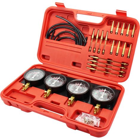 Dépressiomètre Carburateur Kit Synchronisateur 4 Pièces Jauges à Vide pour Moto Voiture avec Adaptateurs et Mallette (1/5)