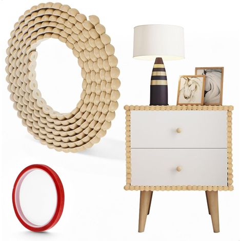 Moulure Adhesive, Moulure Decorative, Demi-Perle PVC Autocollante Moulures Flexible Souple Découpable, Baguette Murale Décorative Aspect Bois pour Miroir Meuble Plafond Armoire (1/5)