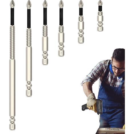 Destornilladores magnéticos  Juego de 6 puntas de destornillador - Accesorios de perforación para aficionados al bricolaje, profesionales y electricistas (1/5)