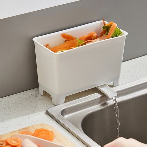 Filter und Mülleimer in einem Gemüse waschen, ohne sich bücken zu müssen, abtropfen lassen und gleichzeitig Rückstände filtern
