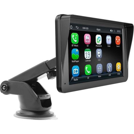 Ecran Carplay Voiture avec Carplay sans Fil Android Auto,7 Pouces Ecran Tactile, Lien Miroir, Navigation, Siri, G00gle Assistant Vocal, Bluetooth 5.0, Aux, FM (1/5)