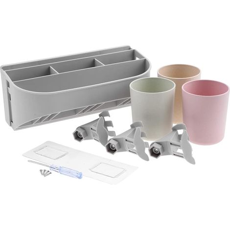 Compact Brush Brush Rack Multi-Fonctionnel Organisateur de Salle de Bain Cosmetic Shaver Storage (3 Tasse Kapazität) (1/5)