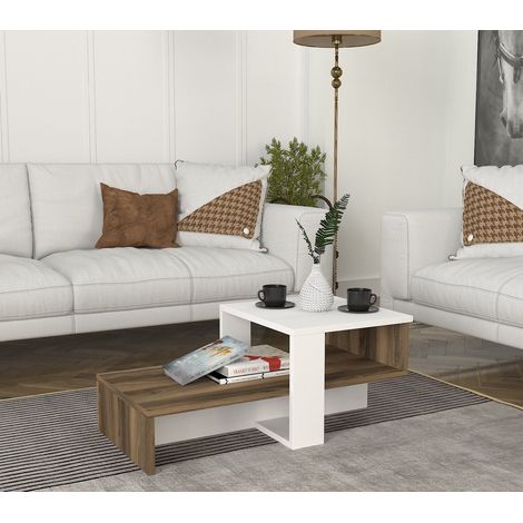 Mesa de centro - Doble tablero - Natural y blanco CALANI - Venta-unica (1/5)