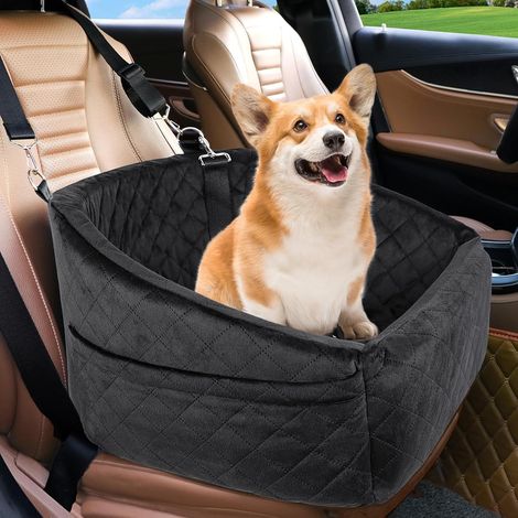 Dog Car Seat for Small Medium Dogs,Detachable Washable Dog Booster Seat Under 30lbs, Pet Car Seat Travel Bed with Storage Pockets and Dog Safety Belt (Black) (1/5)