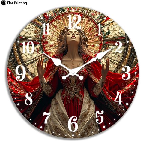 Horloge murale silencieuse en bois (10 pouces), horloge analogique à quartz en verre coloré abstrait, convient aux cuisines et aux maisons (1/5)