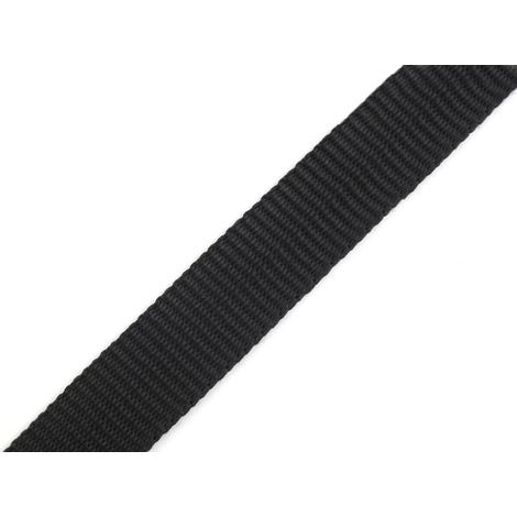 Sangle en polypropylène, Largeur 15 mm, Longueur 25 mètre, Sac à Dos Corde Meuble Chaise mercerie vêtement, Noir