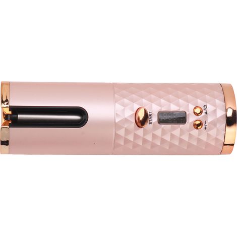 Fer à boucler automatique sans fil, chauffe rapide, rechargeable par USB, portable, avec affichage numérique pour le coiffage.