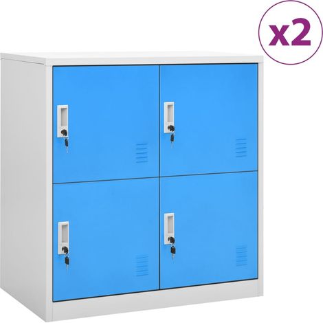 Armarios taquilla 2 uds acero gris claro y azul 90x45x92,5 cm