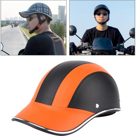 Casque demi-jet universel en ABS, style casquette de baseball, pour moto et vélo électrique, orange - A0322, taille unique (1/5)