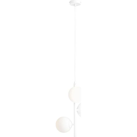 Hängelampe Metall Glas B: 34 cm H: max. 120 cm Weiß E14 3-flammig rund Kugel Schirm Modern