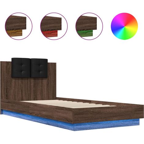 Maison Exclusive - Estructura de cama cabecero luces LED roble ma