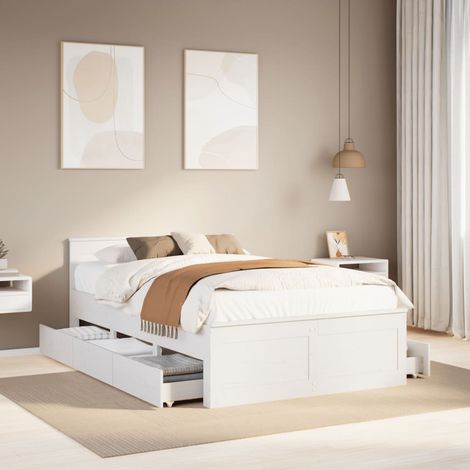 vidaXL Giroletto senza Materasso con Testata Bianco 120x190 cm Pino (1/5)