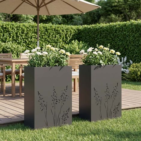 vidaXL Cache-pot de jardin 2 pc Noir 50 x 30 x 75 cm (1/5)