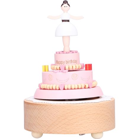 Boîte à musique en bois en forme de fille, gâteau d'anniversaire, décoration artisanale en bois, cadeau d'anniversaire ou de fête (1/5)