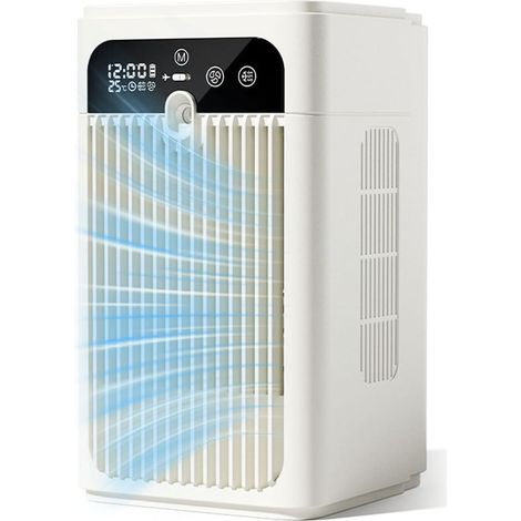 Mini climatiseur mobile, 500 ml, climatiseur portable avec 2 vitesses et 2 modes de brume, humidificateur électrique, portable, ultra silencieux, ventilateur de refroidissement de table, minuterie 1 à (1/5)